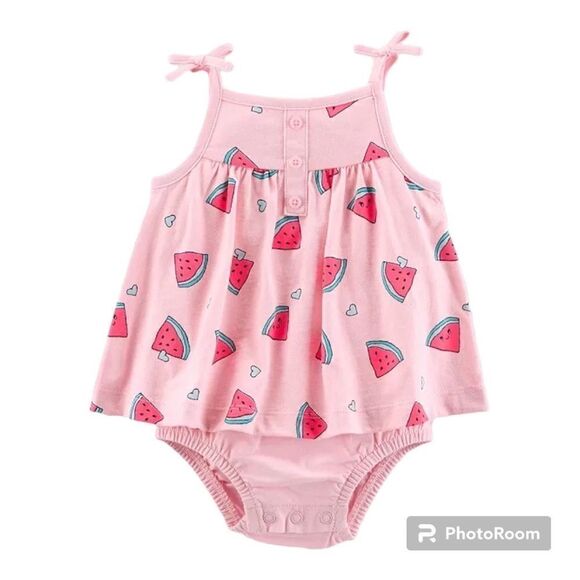 CARTER'S Baby Girls Cotton Watermelon Sunsuit 9 months - Picture 1 of 7
